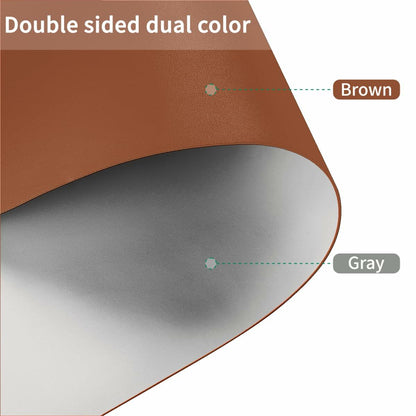 Zinkooat Leather Desk Mat 12x42in 1.8mm Thick Brown+Gray
