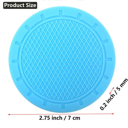 4-Pack Cup Holder Coasters 2.75” Non-Slip PVC Car Accessory Gray