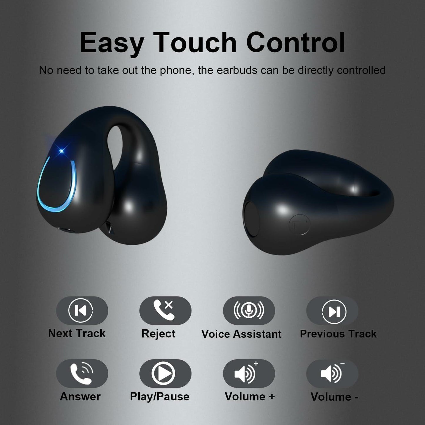 Wireless Bluetooth Bone Conduction Headphones 60H LED Display Waterproof