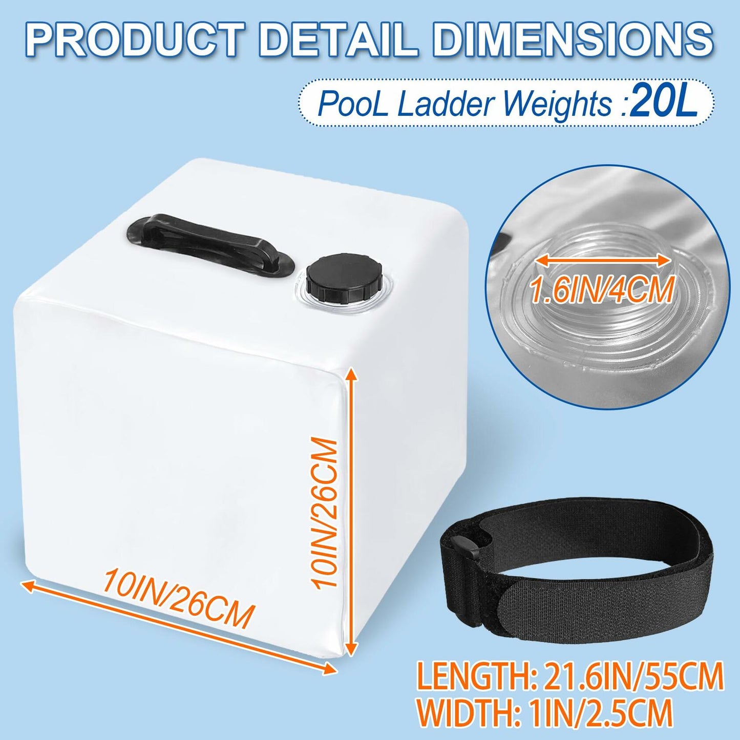 Desunqin 2PCS Pool Ladder Weights 20L Heavy Duty 500D PVC Waterproof Sand Bags
