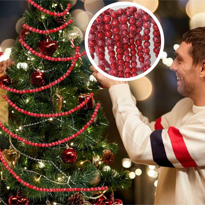 13ft Christmas Wood Bead Garland Red White Wooden Beads Xmas Tree Decor