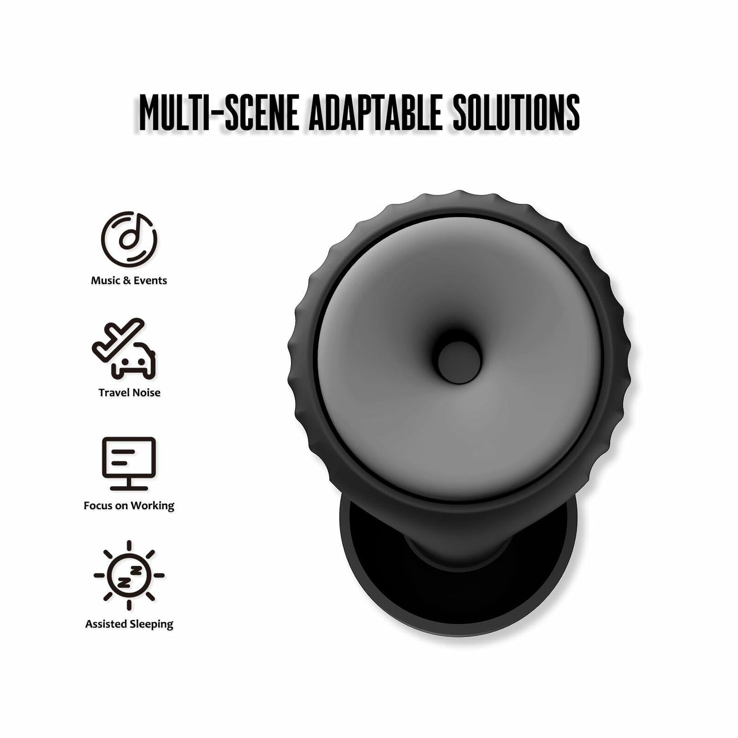 BNU Ear Plugs Noise Cancelling 25-35dB Reusable 2 Pairs S/M/L Black