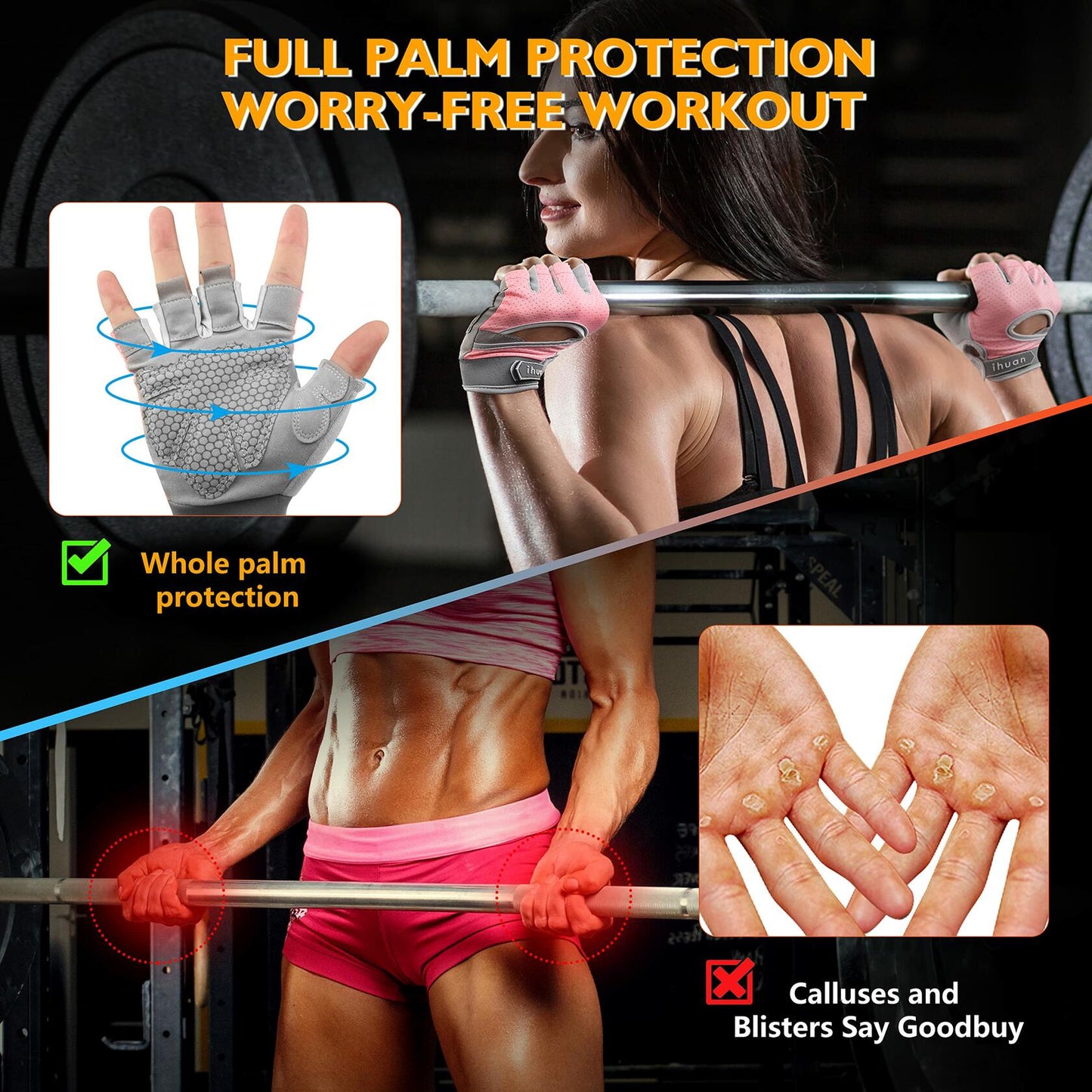 ihuan Breathable Workout Gloves for Men & Women – Gym, Cycling, Fitness