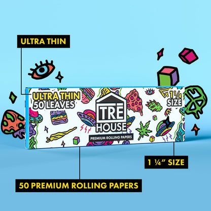 TRE House Papers Premium Rolling Papers 6 Pack 300 Papers (Ultrathin, 1 1/4)