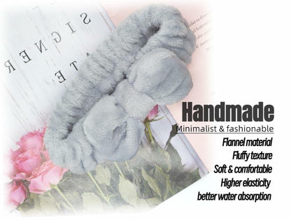 Awenbin Spa Headband Bowknot Misty Gray Reusable Soft Hairband for Face/Yoga