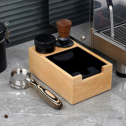 MUVNA Espresso Knock Box Wood Tamping Station Fits 51 54 58mm Tamper