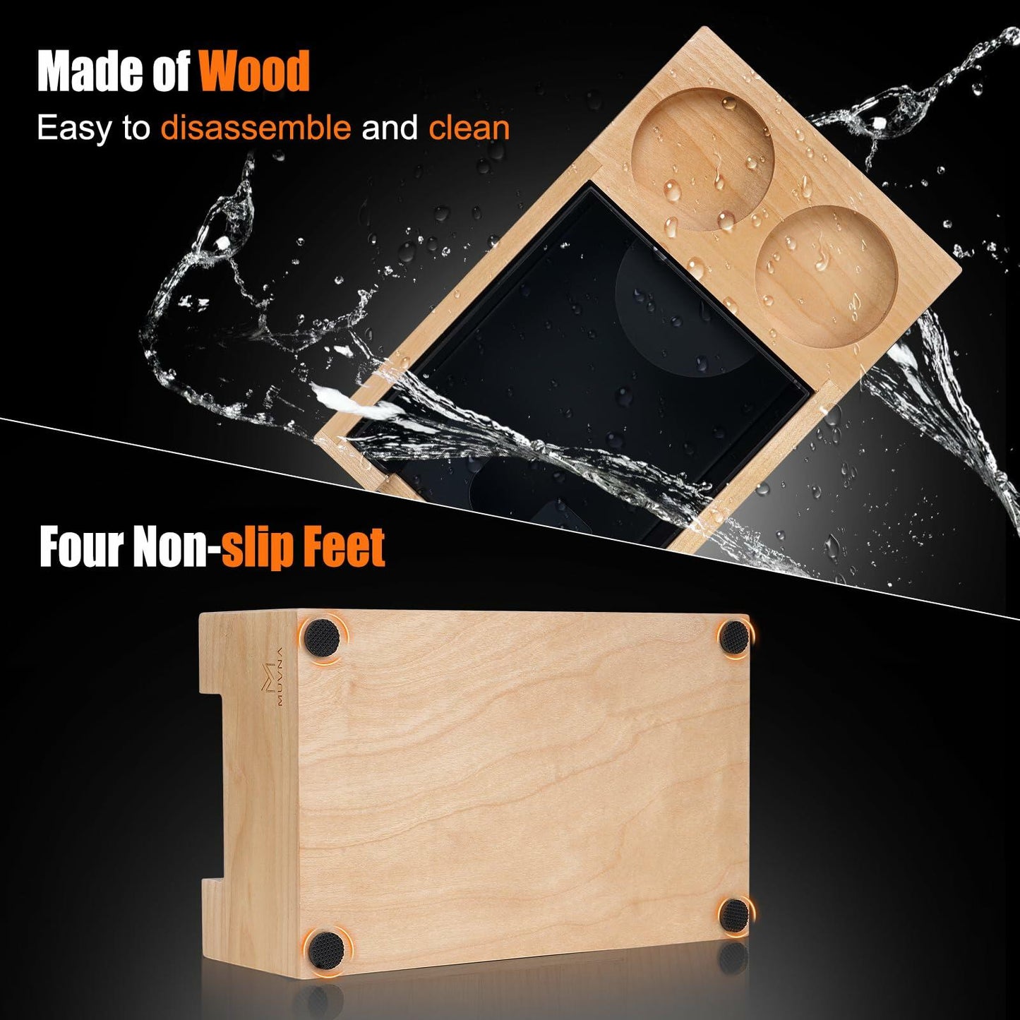 MUVNA Espresso Knock Box Wood Tamping Station Fits 51 54 58mm Tamper