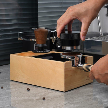 MUVNA Espresso Knock Box Wood Tamping Station Fits 51 54 58mm Tamper