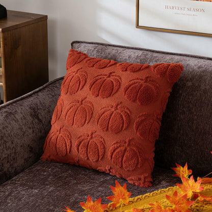 COSIBONO Pumpkin Fall Throw Pillow Covers 18x18 Set of 2 Caramel Embroidery