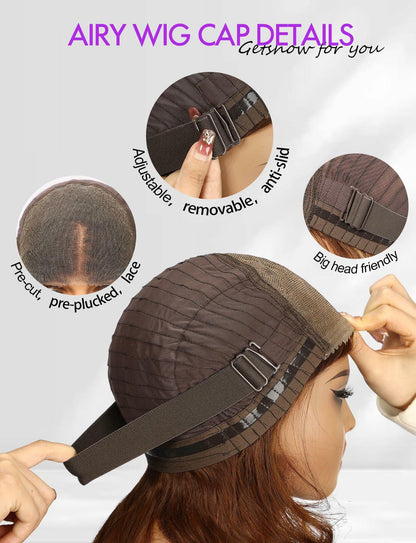 Getshow Ombre Ash Blonde Long Curly Lace Wig Dark Roots Side Part