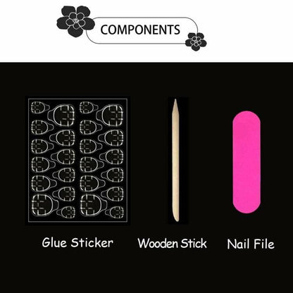 Red French Press On Nails Almond Medium Glossy Bow Pearl 24 Pcs