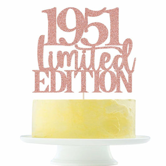 Yetxel Limited EDITION 1951 75th Birthday Cake Topper Rose Gold Glitter
