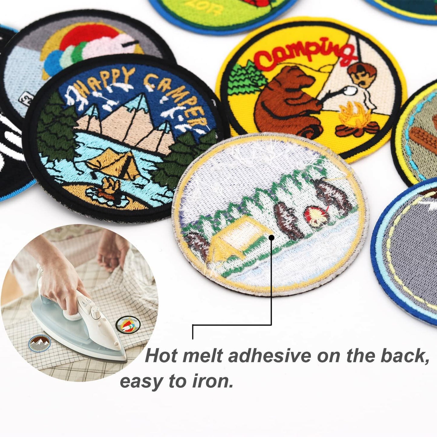 Winrase 9pcs Outdoor Camper Iron-On Embroidered Patches Multicolor Set