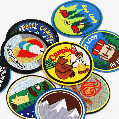 Winrase 9pcs Outdoor Camper Iron-On Embroidered Patches Multicolor Set