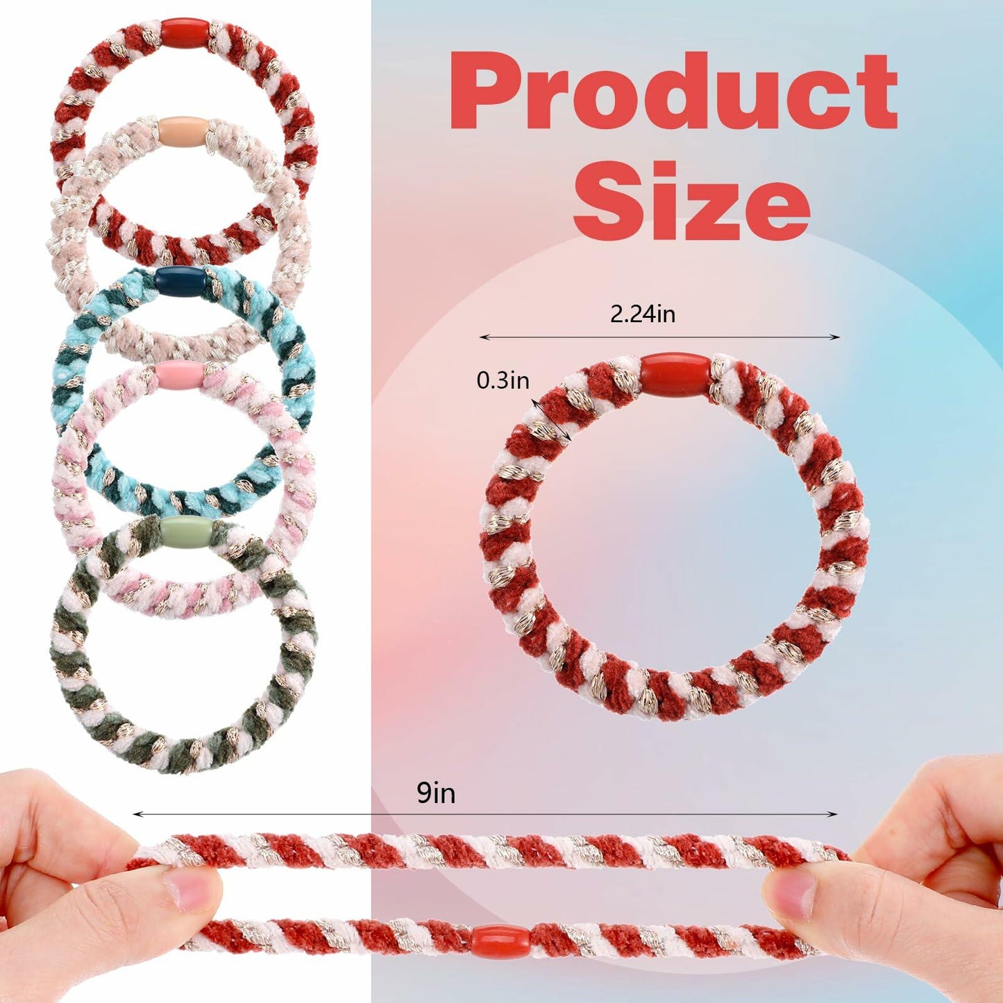 Beaded Ponytail Holder, Cute Hair Ties for Women, 10PCS Elasticity Ponytail