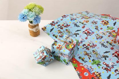 ZEZGERS 6PCS Spidey Wrapping Paper Red Blue Birthday Party Gift Wrap