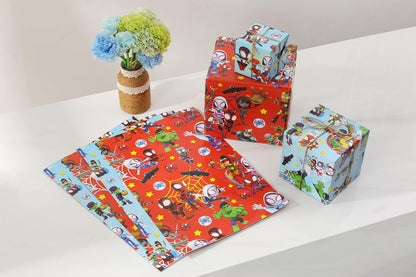 ZEZGERS 6PCS Spidey Wrapping Paper Red Blue Birthday Party Gift Wrap