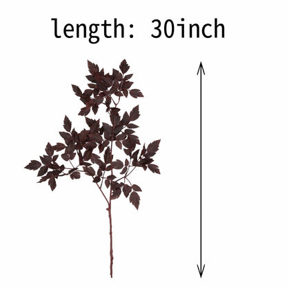 6pcs 30in Faux Cimicifuga Leaf Stems Fall Foliage Spray Plum Decor