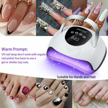 220W LED UV Gel Nail Lamp 4 Timer Settings Professional Curing Light White