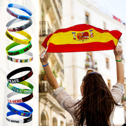 VioraWhite 400pcs Hispanic Heritage Month Silicone Rubber Bracelets Bulk