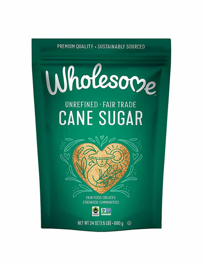 Wholesome Sweeteners Unrefined Cane Sugar 24oz Fair Trade Non GMO Vegan