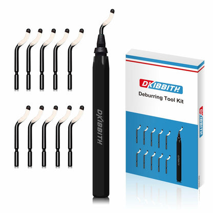 DKIBBITH Deburring Tool Set 11pcs HSS Rotary Burr Blades Black Handle