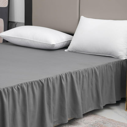 TSUTOMI Grey Full Size Ruffled Bed Skirt 16 Inch Drop Split Corners Size Full