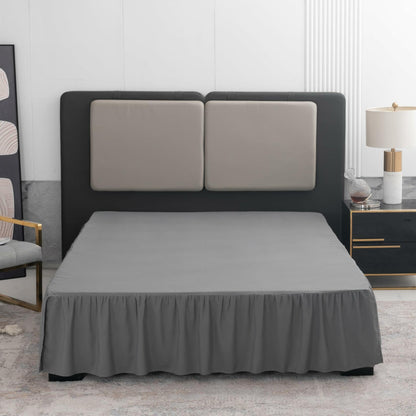 TSUTOMI Grey Full Size Ruffled Bed Skirt 16 Inch Drop Split Corners Size Full