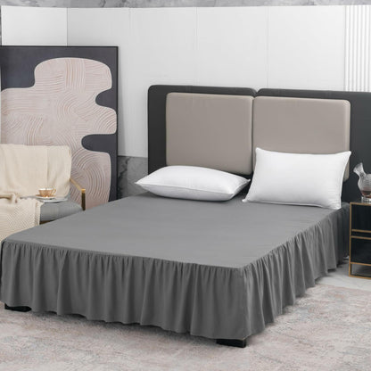 TSUTOMI Grey Full Size Ruffled Bed Skirt 16 Inch Drop Split Corners Size Full