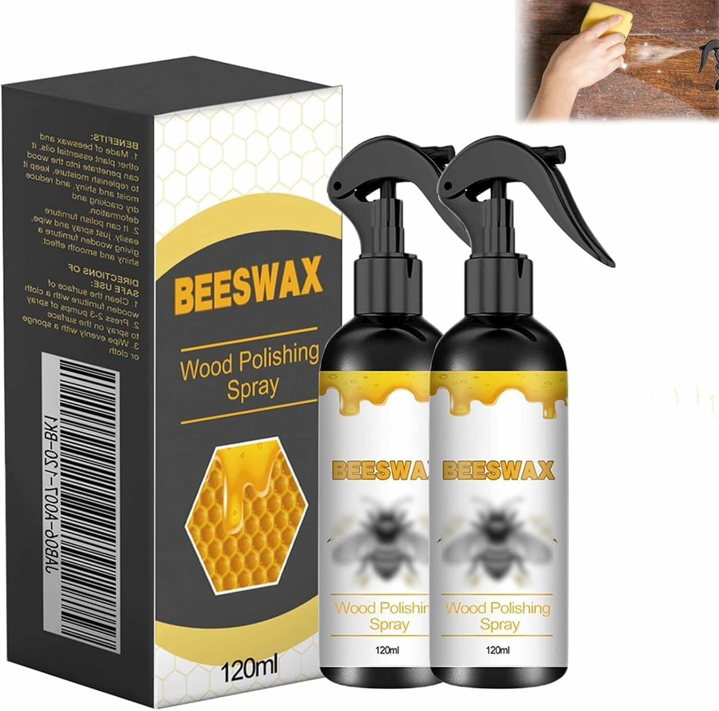 SHINEPAC Beeswax Spray Repair Agent 2pcs 120ml Wood Leather Furniture Polish