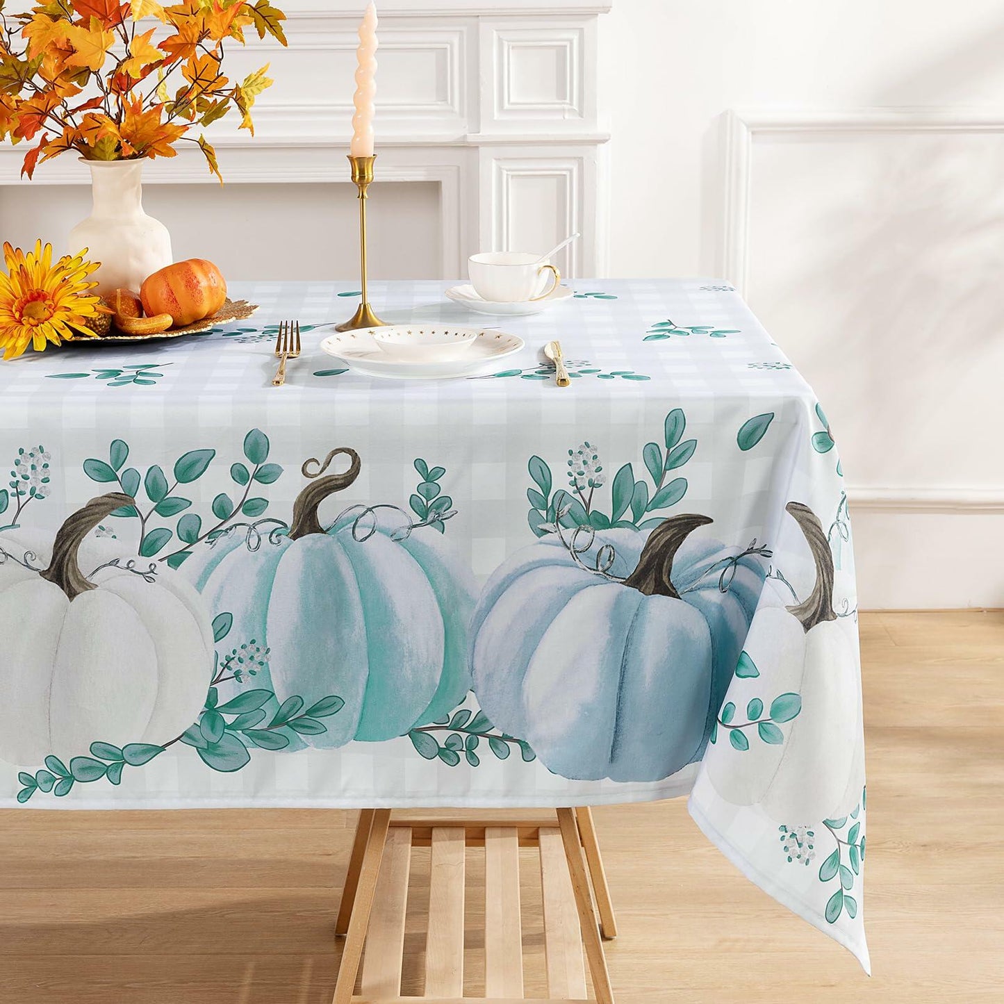 Vaukki Waterproof Fall Tablecloth Pumpkin 60x84 Inch Autumn Decor