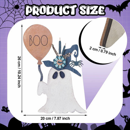Yousoontic Wooden Halloween Ghost Witch Tabletop Centerpieces 10.63x7.87x0.79in
