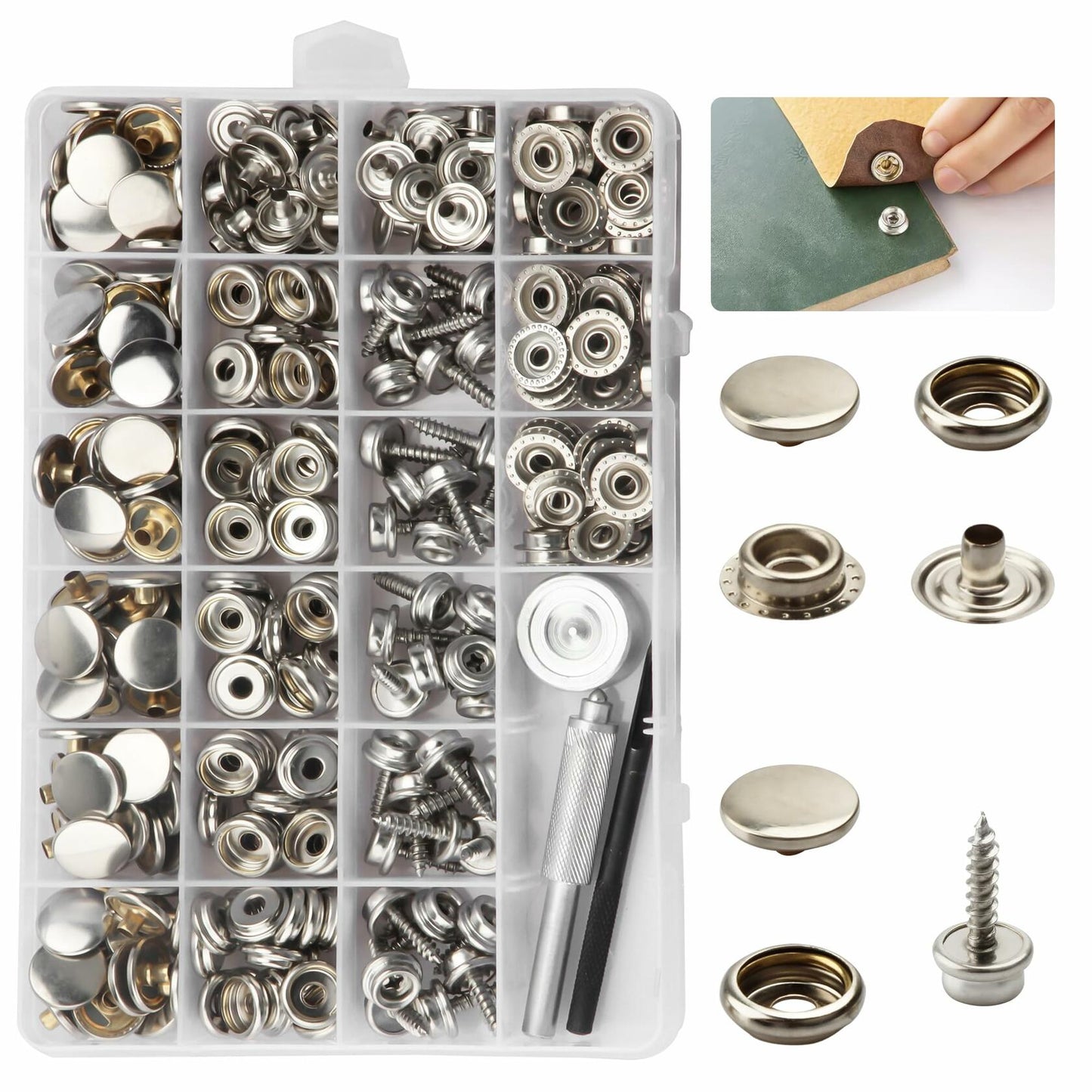 BIOUU 363PCS Stainless Steel Canvas Snap Fastener Kit for Boat Covers