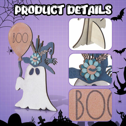 Yousoontic Wooden Halloween Ghost Witch Tabletop Centerpieces 10.63x7.87x0.79in
