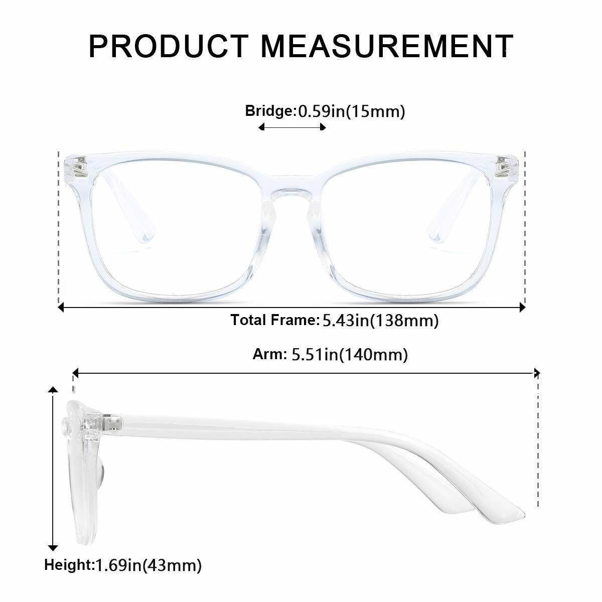 VEOFEMLEA Square Anti-Blue Light Glasses Transparent Frame Unisex
