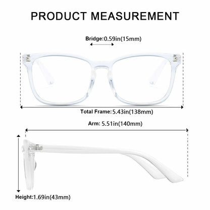 VEOFEMLEA Square Anti-Blue Light Glasses Transparent Frame Unisex