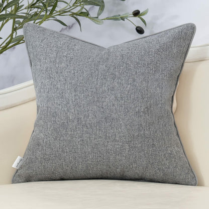 Yangest Patchwork Pillow Cover Luxury Cotton Linen Gray 24x24 Inch