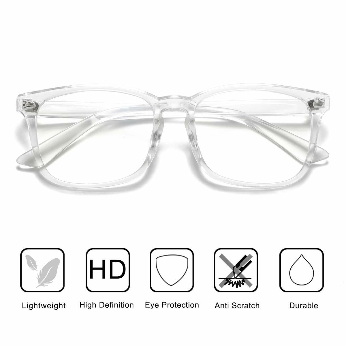 VEOFEMLEA Square Anti-Blue Light Glasses Transparent Frame Unisex