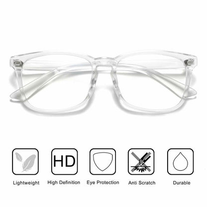 VEOFEMLEA Square Anti-Blue Light Glasses Transparent Frame Unisex