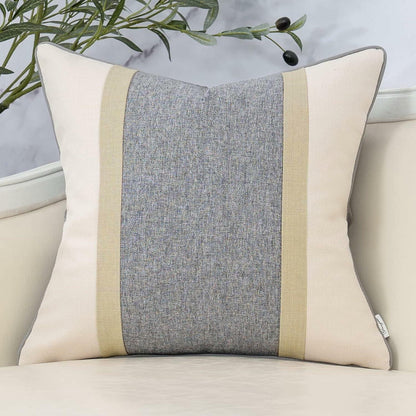 Yangest Patchwork Pillow Cover Luxury Cotton Linen Gray 24x24 Inch