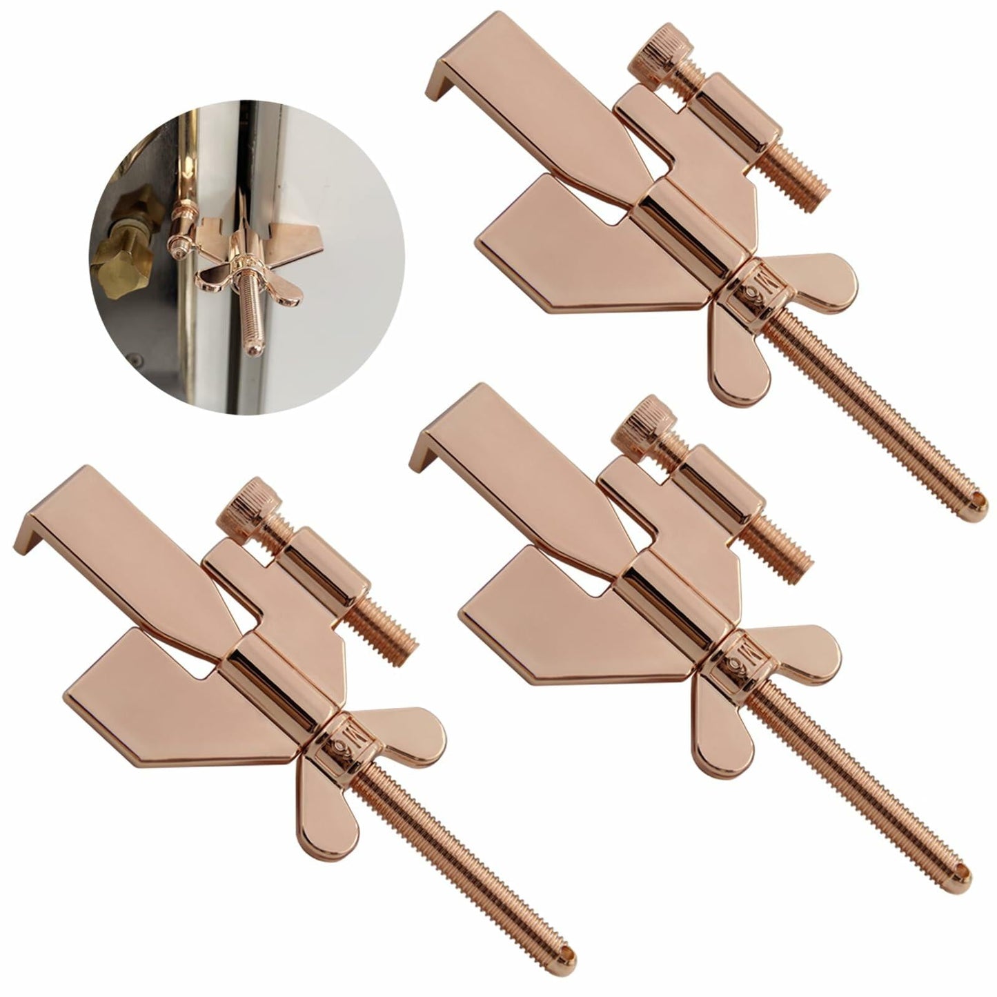 Fosdonge Portable Door Lock Security Stoppers Travel Rose Gold 3 Pack