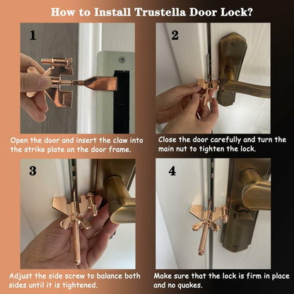 Fosdonge Portable Door Lock Security Stoppers Travel Rose Gold 3 Pack