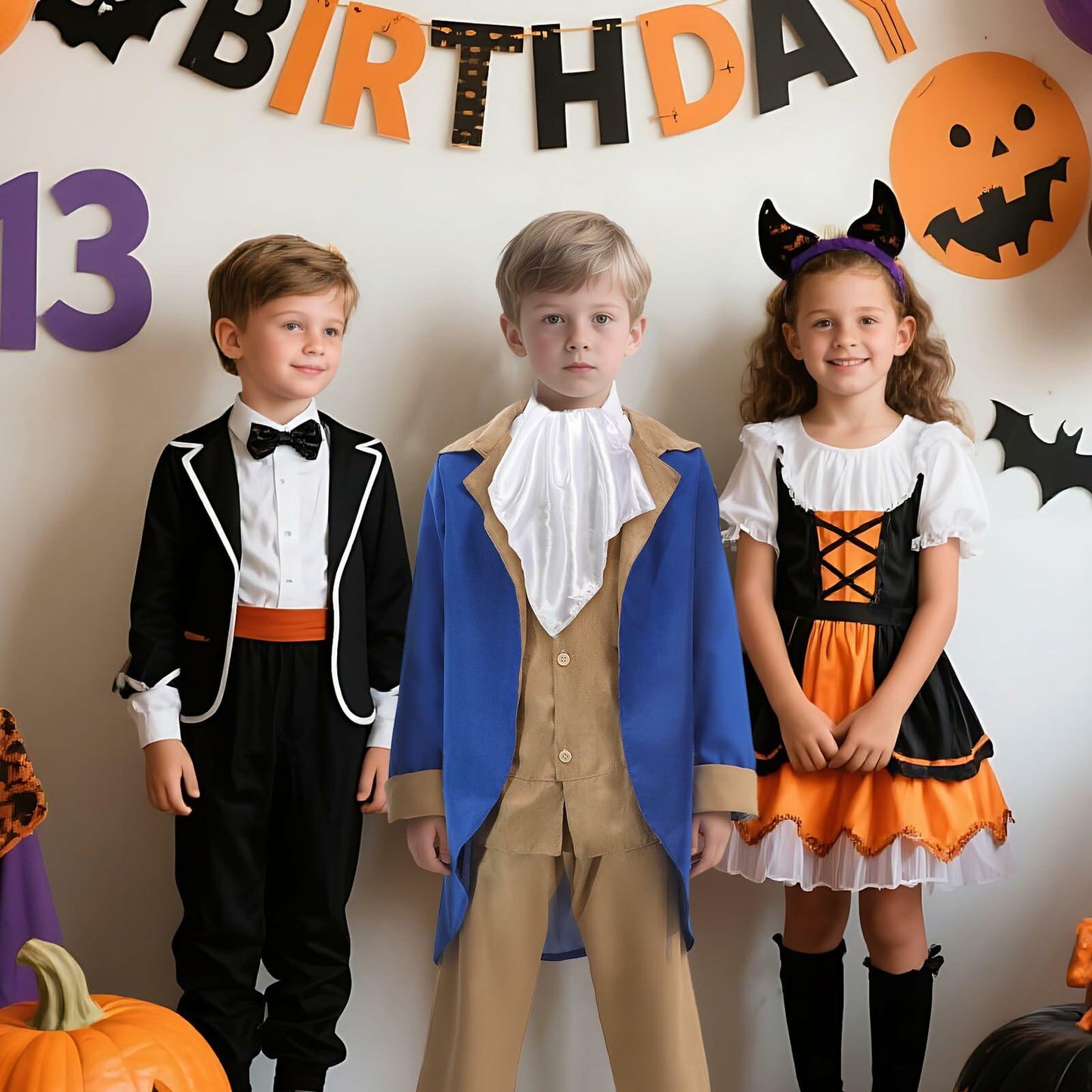 Lyxaof Kids Washington Costume 4PCS Colonial Boys Halloween Set