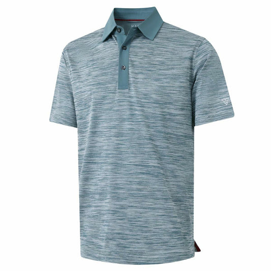 M MAELREG Mens Golf Polo Shirt Short Sleeve Dry Fit Heather Slate Green Size 3XL