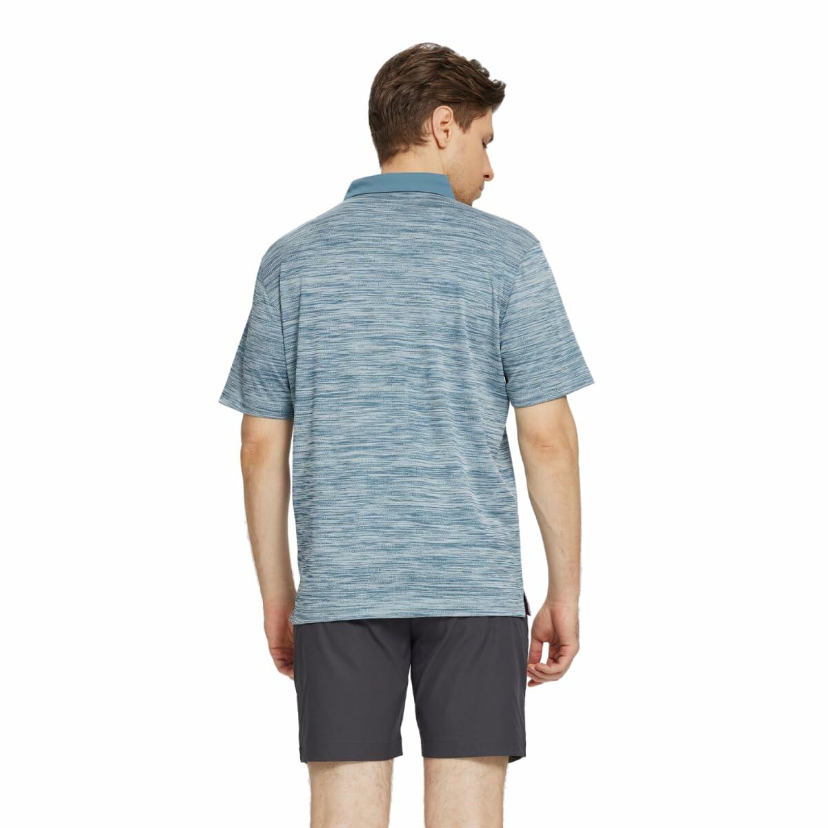 M MAELREG Mens Golf Polo Shirt Short Sleeve Dry Fit Heather Slate Green Size 3XL