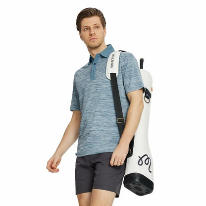 M MAELREG Mens Golf Polo Shirt Short Sleeve Dry Fit Heather Slate Green Size 3XL