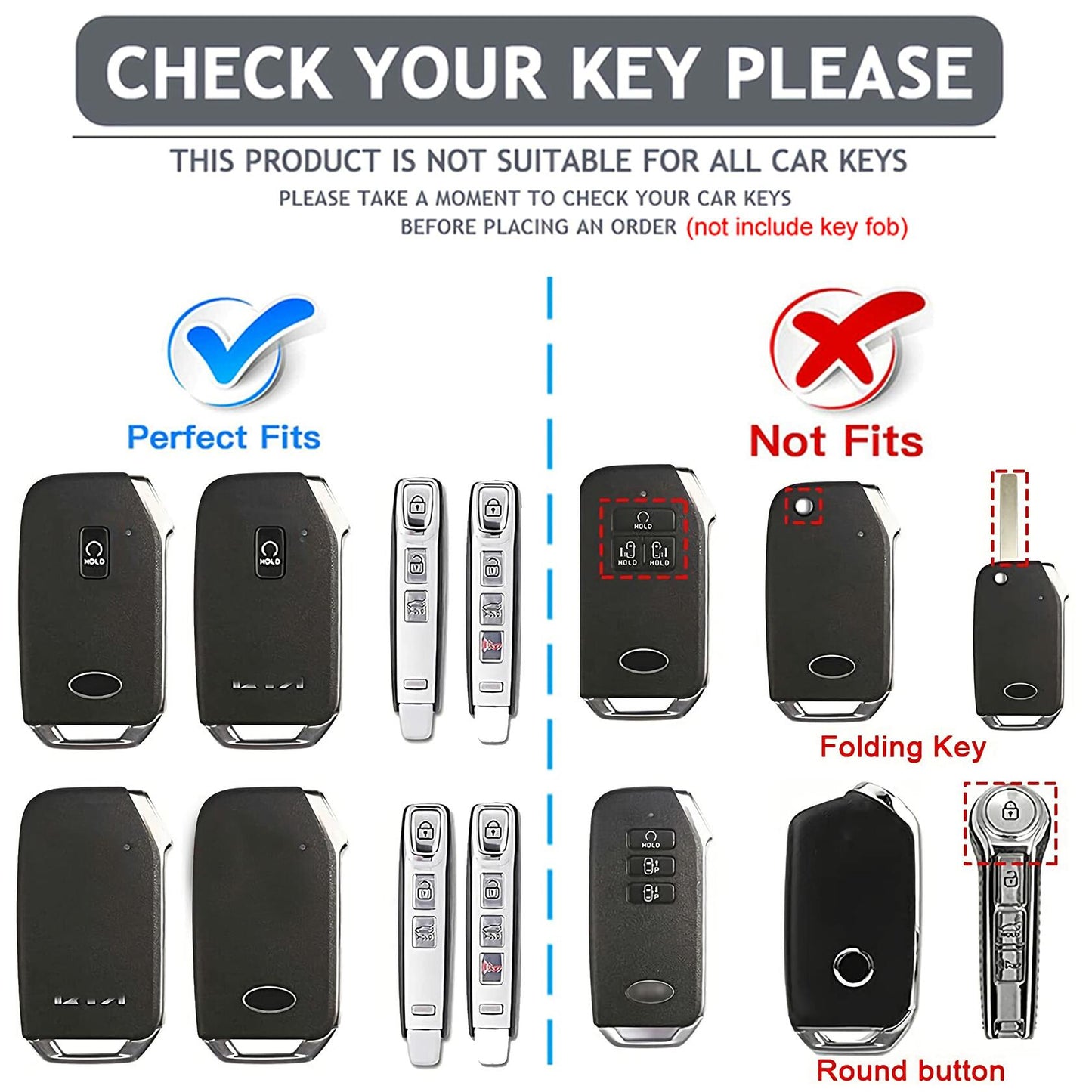 Bububulk Kia Key Fob Cover Soft TPU Leather Keychain for Ceed Cerato Black