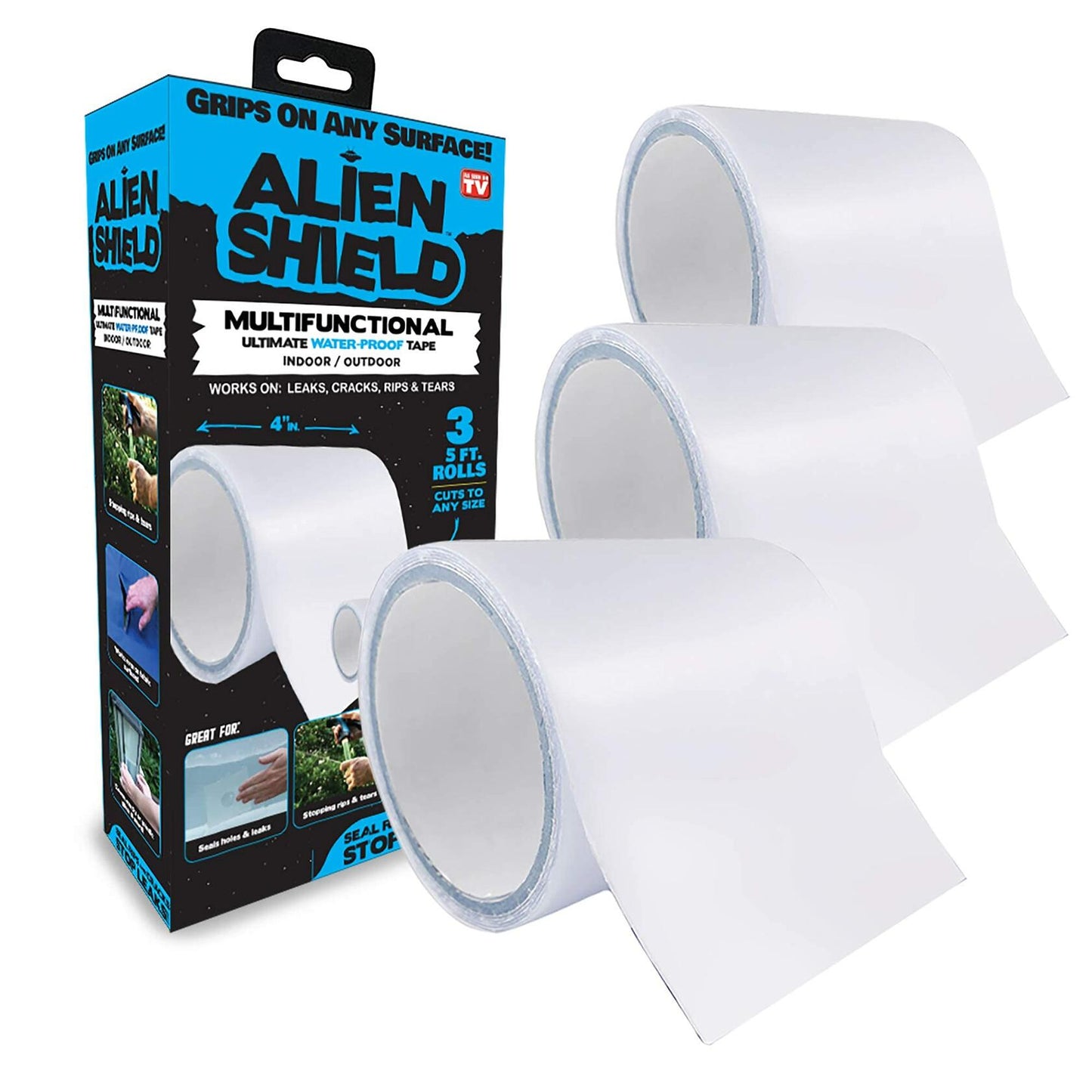 Alien Tape Waterproof Repair Tape 3 Rolls 15ft x 4in Transparent