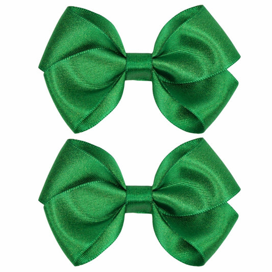 ZOLYCO 3 Inch Glitter Green Hair Bows Clips Alligator Hairpin 2 Count