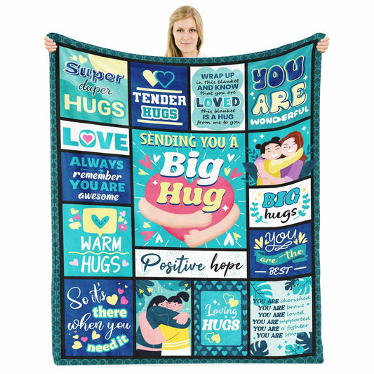 HEIFAM Inspirational Healing Hug Blanket Green 60x80 Size 80x60